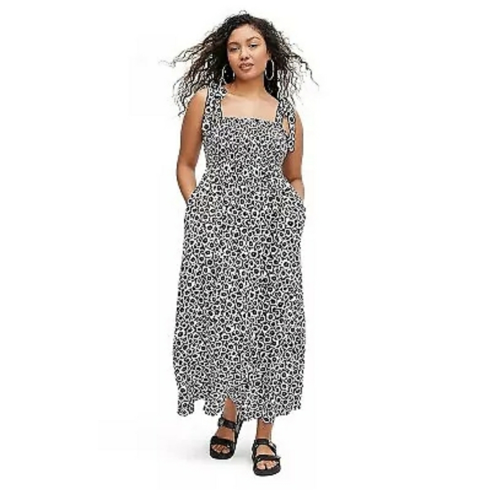Dvf for Target Women's Smocked Tie Strap Neutral Poppy Midi Dress